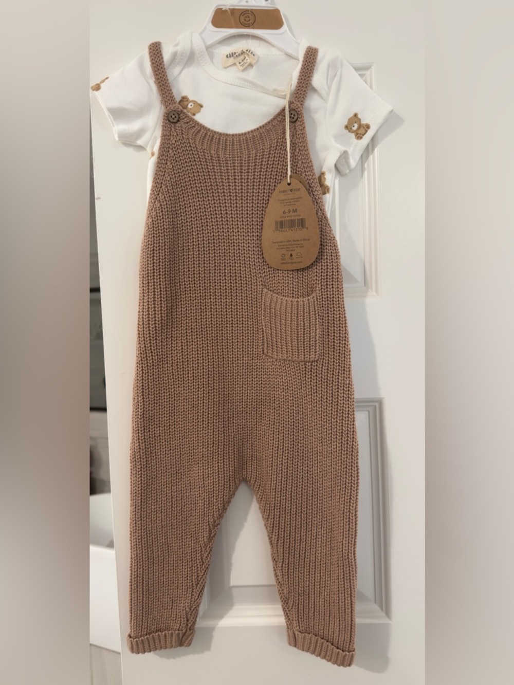NWT Rabbit & Bear organic cotton chunky knit overalls
